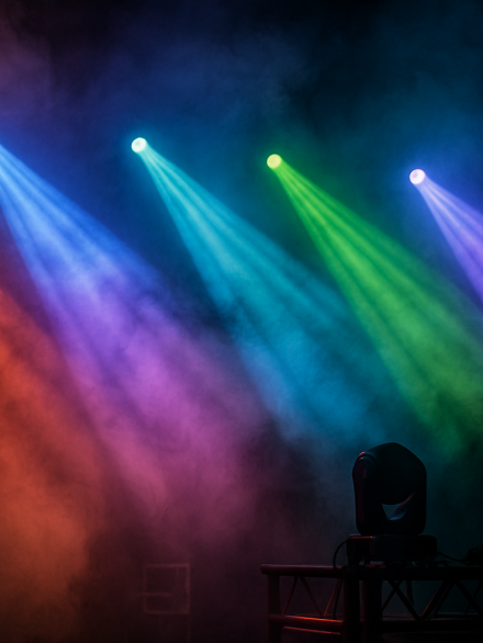Movingheads leuchten in verschiedenen Farben